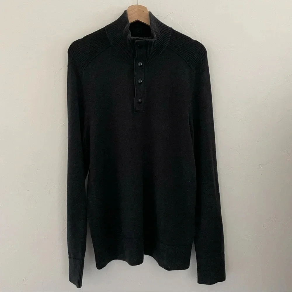 Banana Republic Quarter Snap Sweater Med Gray Silk Blend Soft